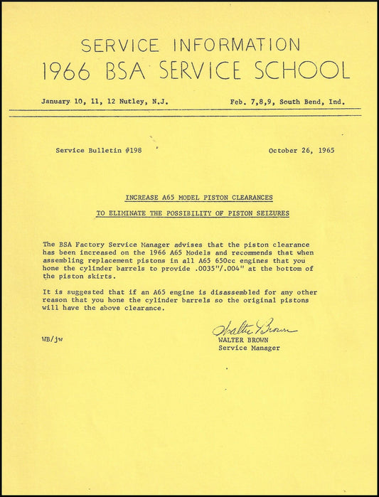 1966 BSA Service School Information #198