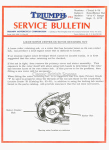 Service Bulletin: Loose Alternator Rotor Center & Rotor Nut