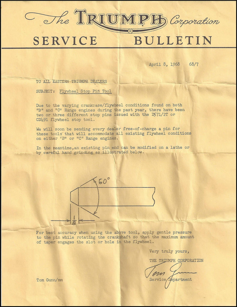 Service Bulletin: Flywheel Stop Pin Tool