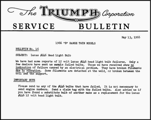 Service Bulletin: Lucas #446 Headlight Bulb Failures