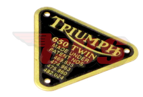 L F HARRIS Brass Timing Cover Patent Plate & Rivets | Triumph 500 650 750 – U.K. Made
