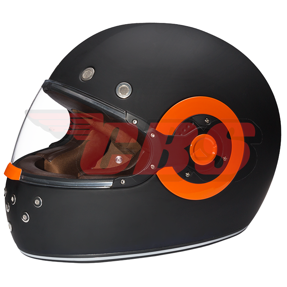 Daytona Retro Helmet - Dull Black Orange