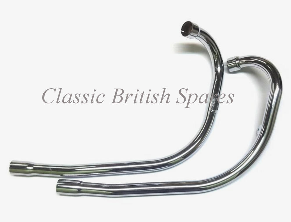 1968 Triumph 500 Chrome Exhaust Pipe Set - Unbalanced - 70-7637 & 70-7638
