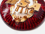 BSA 3 1/4" Round Gas Tank Badges (1 PAIR) - 65-8220 - Red / Gold