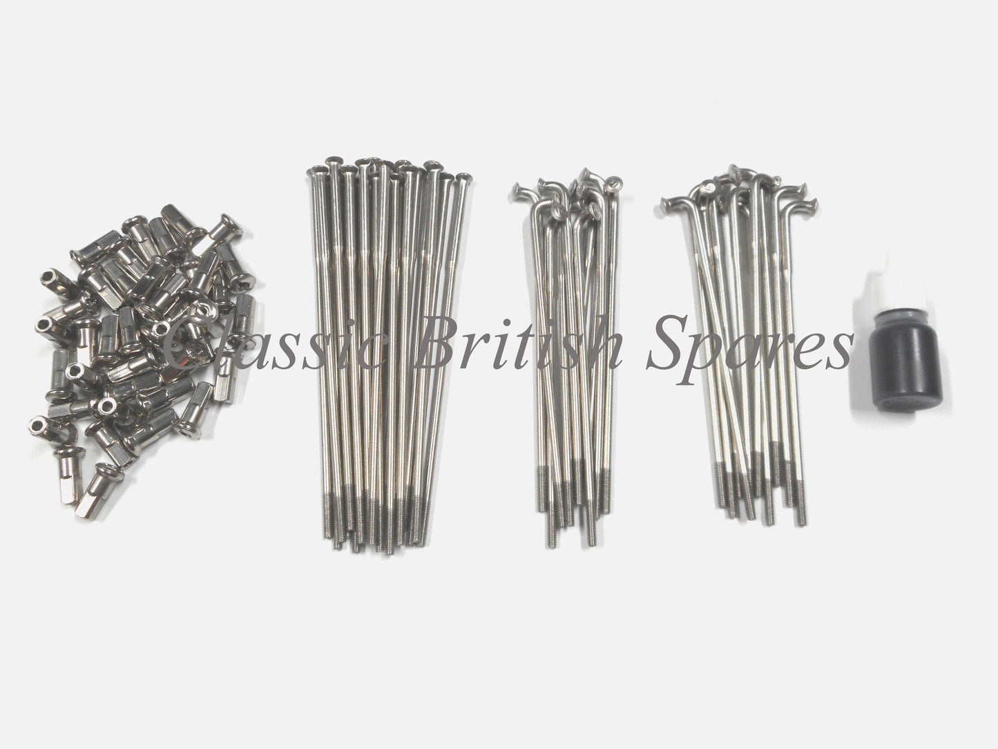 Triumph 8" Twin Leading Shoe Stainless Spoke & Nipple Set - TR6 / T120 / A65