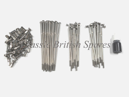 Triumph 8" Twin Leading Shoe Stainless Spoke & Nipple Set - TR6 / T120 / A65