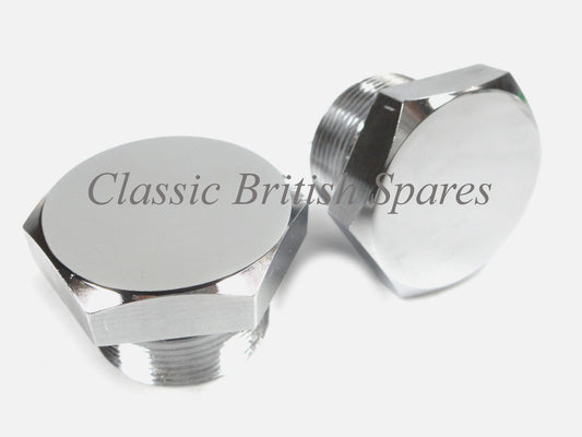 Triumph / BSA Fork Tube Top Chrome Nuts (2) 97-2245 - 1968-74 - A65 / T100 / T120