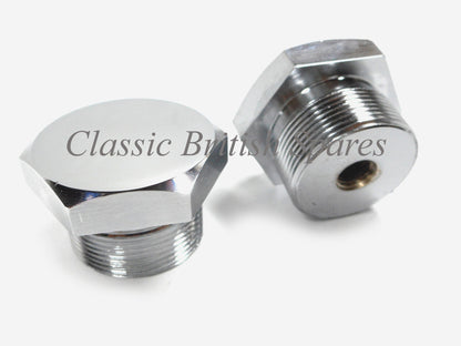 Triumph / BSA Front Fork Tube Top Chrome Nuts (2) 97-2652 - C25 /  B25 / A65 / B44