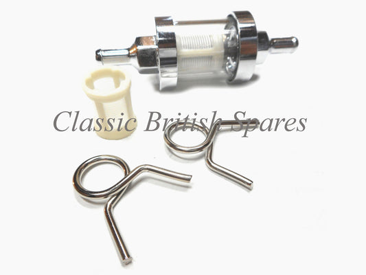 1/4" Chrome Glass Fuel Line Filter - EMGO
