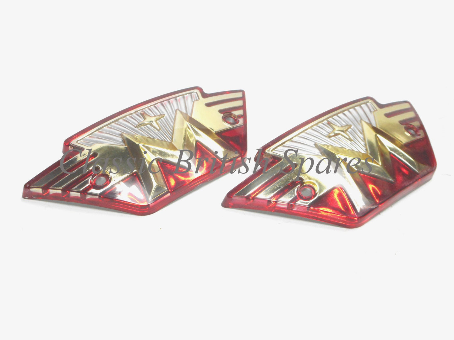 Matchless Red Gold & Silver Gas Tank Badges (1 PAIR) - 04-8499 - 1964-69