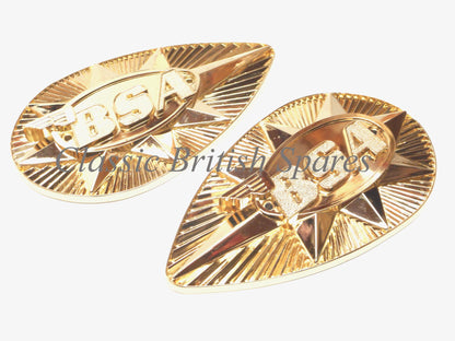 BSA Metal Gas Tank Badge Set 82-9695 & 82-9696 - 1968-70-  A65 / B25 / C25 / B44SS