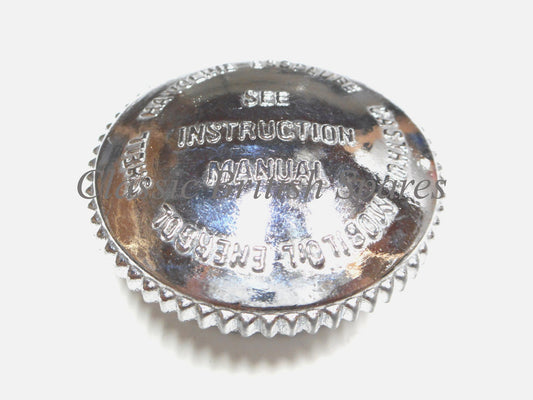 BSA "Scripted" Chrome Oil Tank Filler Cap (1) - 65-8560 / A7 / A10 / C15 / B31 / B32 / B40