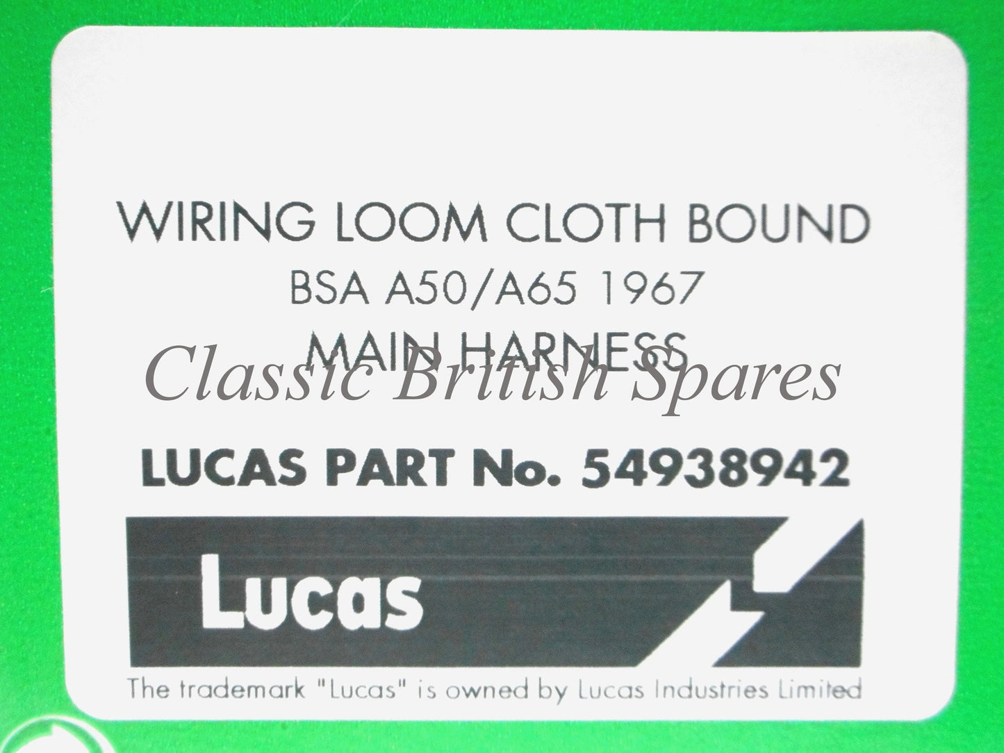 BSA Genuine Lucas Cloth Bound Wiring Harness 54938942 1967 Only A50 A65 500 650