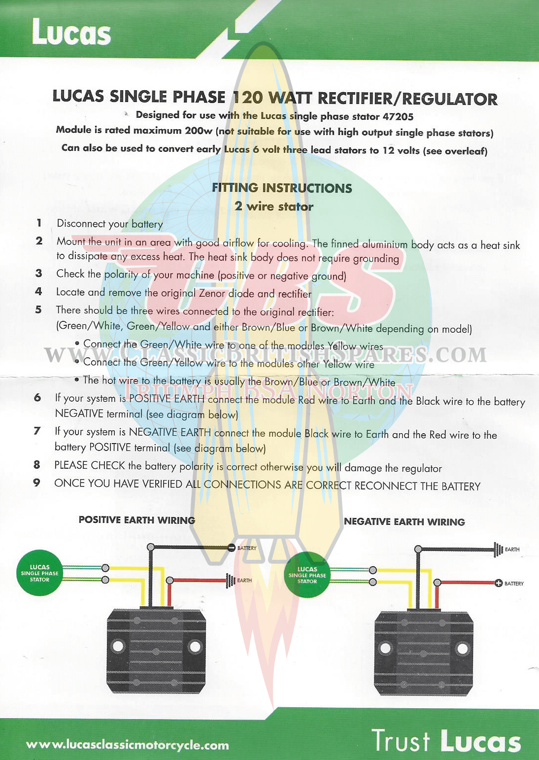 Single Phase Lucas Regulator Instructions WW10123L
