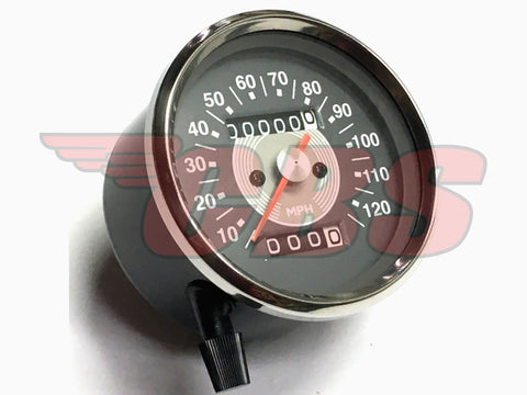 thumbnail interactive-video image 1 of AEspares Smiths Style 80 MPH Speedometer – 2.5" Black Dial For Norton BSA Triumph 1 of 5