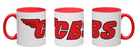 CBS White W/ Red Handle & Inside Coffee Mug