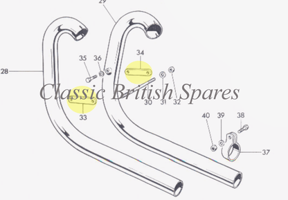 Triumph 650 "TT" Exhaust Pipe Brackets - (1 SET) - 70-5964 & 70-5965